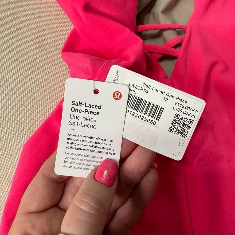 Lululemon Salt Laced One Piece Swimsuit Pink Highlight Size 12 Nwt - Picture 9 of 11